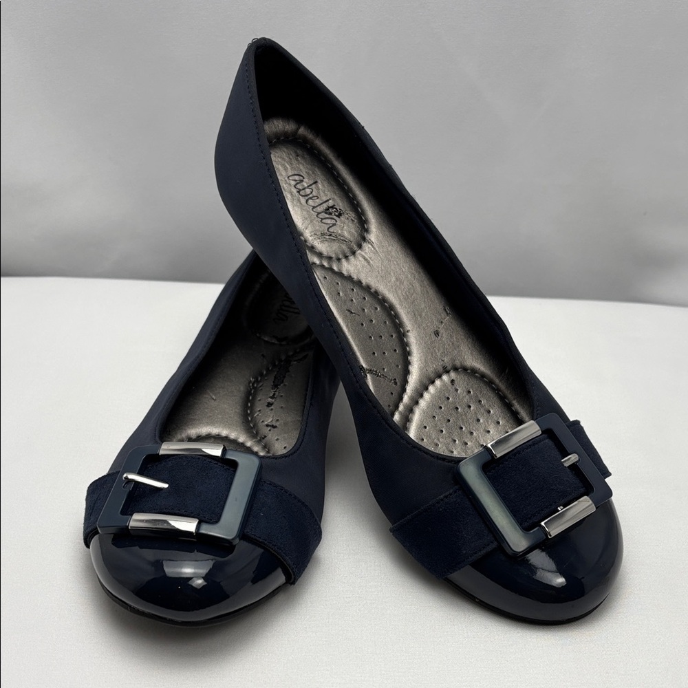 Abella Clara Dark Navy Women’s Sz7.5 True Comfort Ballet Flats with Buckle #0250